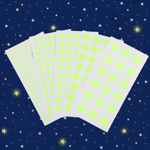 Leuchtsterne Kinderzimmer - Leuchtsterne 5 Stück, Selbstklebend, Fluoreszierend, Leuchtende Sterne für Dekoration, Nachtlicht für Kinderzimmer, Schlafzimmer und Wohnzimmer