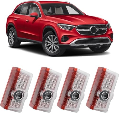 Projecteur de Lumière de Voiture,LED Lumière de Porte de Voiture,Projecteur de Porte de Voiture pour Logo,Pour A B C E M G W166 W176 W205 W212 Series (4 Pièces)
