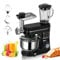 5 In 1 Multifunctional Stand Mixer w/10L Bowl 1400W 6 Speed Stainless Steel Multi-function Kitchen Electric Mixer with Dough Hook, Whisk, Beater, Meat Grinder, Juice Blender, Splash Guard,Black