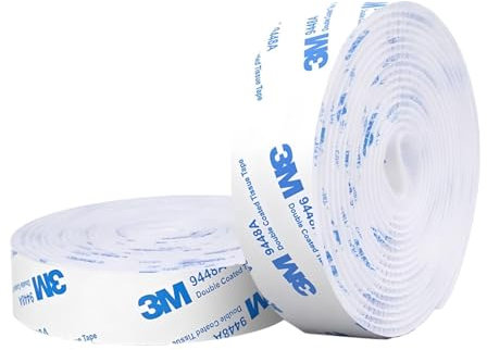 Hanfix Klettband Selbstklebend Extra Stark mit Doppelseitig Klebende 3m, Klettverschluss Selbstklebendes Klebepad Flauschband und Hakenband(Weiß)