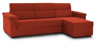 Talamo Italia - Sofa mit Halbinsel Zelinda, Ecksofa für Wohnzimmer, gepolstert, Abnehmbarer Bezug, 100% Made in Italy-Qualität, 285x160 h100 cm, Orange