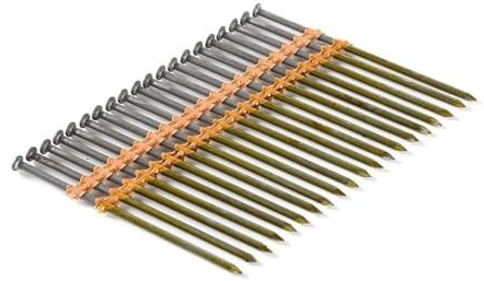 21 Degree Electric Galvanized Nail, 91mm Smooth Head Plastic Shank, Strip Nails for Wood Construction 250pcs