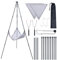 CHANGEMOORE Campfire Tripod BBQ with 2Pcs Mesh Panel, Adjustable 54–108cm Height, Foldable Aluminum Cooking Tripod with Storage Bag for BBQ, Garden, Camping, Picnic and Outdoor Use