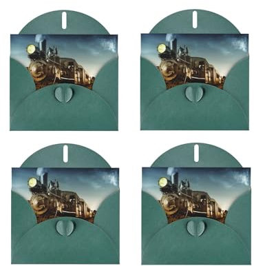 Zug und Eisenbahn Premium Grußkarte - Atemberaubendes Perlpapier-Design mit Faltschließe und passendem Umschlag für verschiedene Anlässe