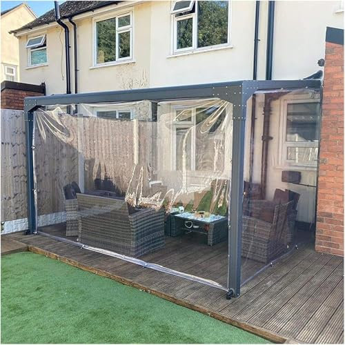 Lona Impermeable De Alta Resistencia para Mirador, Cubierta De Lona Transparente Ultra Glass, Cortina Transparente del Panel Lateral De La Pérgola, Clear, 1x1.80m