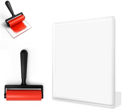 Harewtwy Gel Printing Pad with Brush - Reusable Gel Plate Stamping & Texture for Beginners, Artists & Therapy