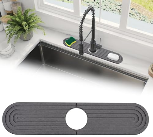 Stone Drying Mat 45x10cm Light Gray Kitchen Stone Faucet Mat | Kitchen Sink Super Absorbent Diatomite Sink Splash Guard Quick Dry Sink Mat Protector for Counter