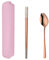 SBOMHS 3 en 1 Spork (Fourchette Cuillère Couteau) Baguettes Chinoises Ensemble Boîte à Couverts Portable(Or Rose)