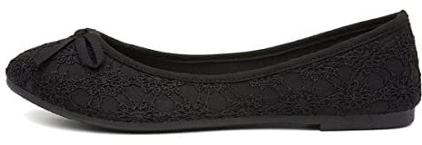 Lilley Gwen Womens Black Lace Slip On Ballerina - Size 6 UK - Black