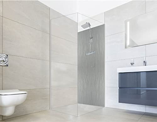 NORILIVING Duschrückwand Fliesenersatz Dusche 80x200 cm Silber Edelstahl Optik | Duschwand ohne Bohren 1 teilig | Wandverkleidung Bad Aluverbundplatte 3 mm