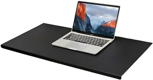 Leder-Schreibunterlage, Großes Mauspad mit Kantenschutz, Gasserdicht, Glatte Schreibunterlage für Laptop-Tastatur, 90 x 40 cm, Schwarz