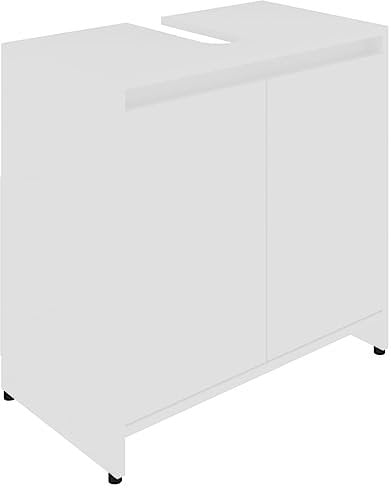 vidaXL Badezimmerschrank Waschbeckenunterschrank Waschtischunterschrank Badschrank Kommode Badmöbel Schrank Weiß 60x33x61cm Holzwerkstoff