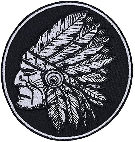 Indianer Aufnäher Kopfschmuck Häuptling Aufbügler Native American Patch zum annähen/aufbügeln | Bügelbilder Indian Sticker Applikation für alle Stoffe | 85x90mm