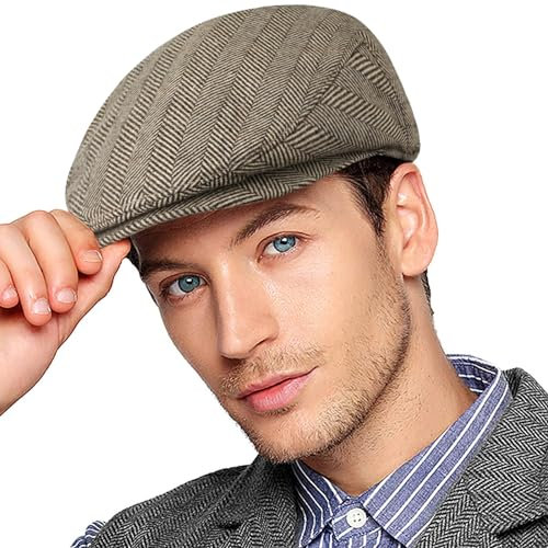Wantonfy Béret Plate Homme, Casquette Gatsby pour Homme, Chapeau Hiver