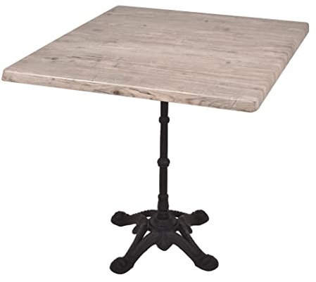 Dynamic24 Bistrotisch Set Washington Pine 80cm Tischgestell Gusseisen schwarz Garten Tisch