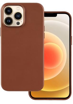 Docco Jette Progettata per iPhone 13 Pro Custodia in pelle,custodia in vera pelle,magneti integrati compatibile con MagSafe-Marrone