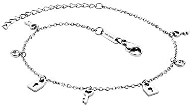 Julie Julsen JJAC29212S Damen Fußkettchen Schlüssel & Symbole Edelstahl 26 cm