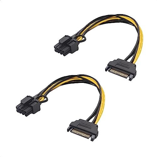 Cable Matters 2er-Pack SATA auf 8 Pin PCIe (6+2 Pin) Stromkabel (8 Pin auf SATA Stromkabel/SATA power 15 pin auf 8 pin PCI) – 18 cm