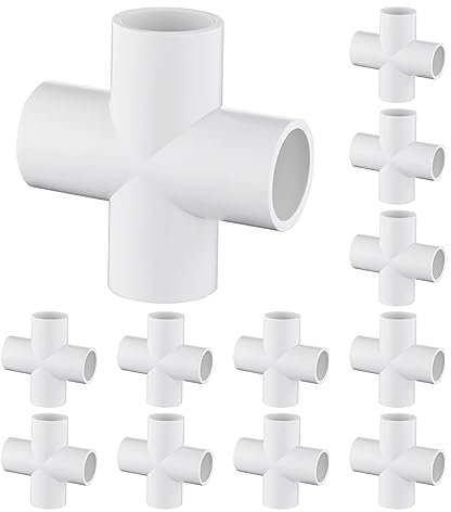 12 Stück 1,9 cm Kreuz-PVC-Verbindungsstücke, 4-Wege-Kreuz-Möbel-Grad-Winkelbeschläge für Heimwerker PVC-Regal Gebäude Möbel Garten Gewächshaus Anschluss Zelt