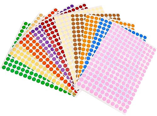 Anseom 2040 Stück Runde Dot Aufkleber, 10 Blatt 10mm Klebrige Farbkodierung Etiketten Aufkleber Kleine Klebepunkte Runde Punktaufkleber für Kalender, Papier und zum Basteln - 10 Farben