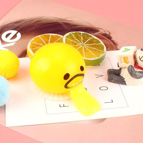 Feaolala Erbrechendes Ei Squeeze Toys 4 STK The Puking Ball, Eigelb Druck Ball Kotzen Eigelb-Stressball Erbrechen & Saugen Entlasten Sie Stress Spucken Eigelb (Gelb)