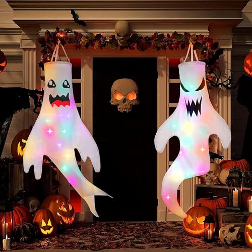 2 Pcs Halloween Deko Geisterhexe Ballons Garten Outdoor Party Haustür Accessoires Gruselig Set Geist Haus Mitgebsel Geschenke Haloween Zombie Zubehör Party Decorations Aussen Banner 47.2 Zoll