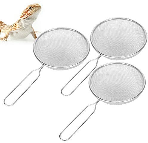 OPPWONG Sand Sifter, 3PCS Metal Sand Shovel Sand Scoop Litter Scoop Fine Mesh Sifting Litter Scoop Shovel for Small Pets Tortoise Lizard