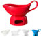 Qlans Porcelain gravy sauce boat with candle holder, 20 ounces, Used for turkey salad dressing, cream milk broth - Thanksgiving and Christmas dishes - Red