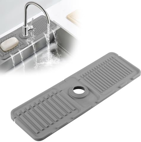 BSOON Wasserhahn Spritzschutz Abtropftablett Matte, Abtropfmatte Silikon Wasserhahn Abtropfmatte, Tropffänger Tablett Wasserfänger Matte für Küche Badezimmer