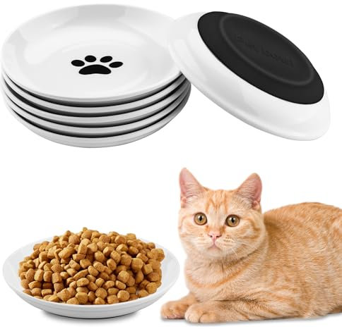 Futternapf Katze, Vexillic 6 Stück Katzennapf Keramik Katzenfutter Napf mit Rutschfestem Silikonboden, Fressnapf Katze für Katzen Kätzchen Hunde