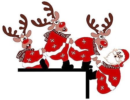 Weihnachtsdeko Türrahmen Türrahmen Deko Weihnachten Dekoration Elche Weihnachtsmann Türrahmen Creative Holz Türdeko Weihnachten Elche Home Türeckendekoration für Wände Türen Fenstern (J, One Size)