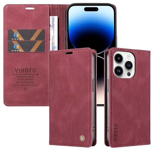 FERLAN Cover Custodia per Huawei P9 lite 2017,Flip Wallet Case Custodia Huawei P9 lite 2017,Magnetica Portafoglio Protettiva in pelle - Vino Rosso