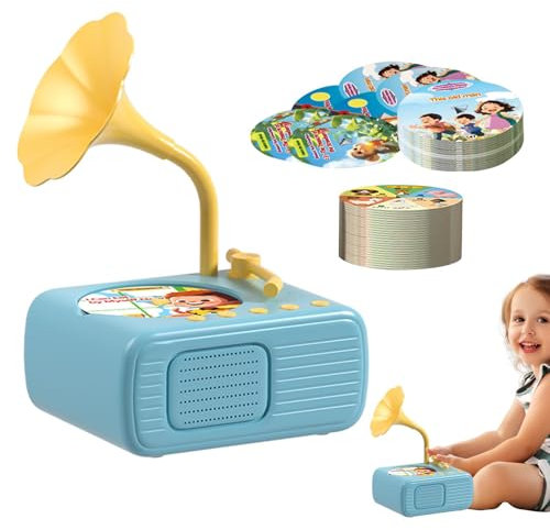 Tocadiscos para niños pequeños - Reproductor de música para niños pequeños | Gramófono para niños | Juguete tocadiscos de música Story para niños pequeños con 96 tarjetas | Tocadiscos fonográfico | Ju