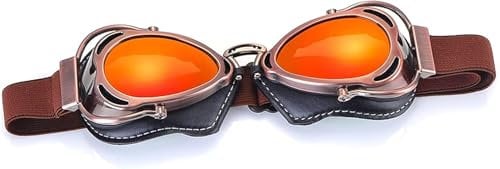 YUEKOPOU Retro-Brille, Motocross-Brille, Motorradhelm Brille Fliegerbrille Vintage Pilot Biker Brille Goggle 241(Oranges)