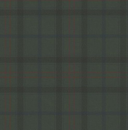 KT·EXCLUSIVE WALL FASHION – Vliestapete „Plaid Tailored“ – Geometrisches Karo-Muster – 52 cm × 10 m – hochwertig, pflegeleicht, hergestellt in den Niederlanden (Dunkelgrün-Schwarz-Blau)