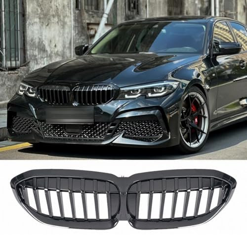 Nieren Grill Einzelsteg passend für BMW 3er G20 G21 Touring Glanz Schwarz