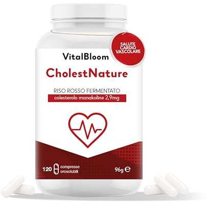 Vitalbloom Riso Rosso Fermentato Colesterolo Integratore Alimentare 120 Compresse 4 Mesi Di Fornitura 2,9mg Di Monakolina Equilibrio Benessere Senza Additivi Made In Italy