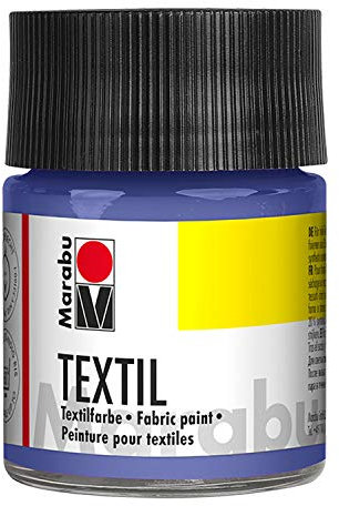Marabu 17160005035 - Textil Stoffmalfarbe für helle Stoffe, Flieder 50 ml, Druckfarbe auf Wasserbasis, waschbeständig bis 60°C, Fixierung durch Bügeln o. Backofen