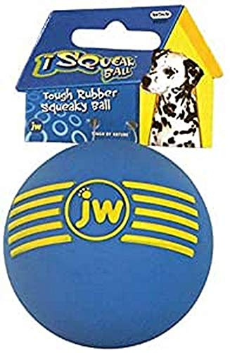 JW iSqueak Rubber Dog Ball With Squeaker, Medium, 1-Pack | Squeaky Ball for Fetch, Made with Natural Rubber, Encourages Play
