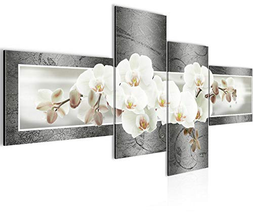 Runa Art Bild XXL 4 Teilig Blumen Orchidee 200 x 100 cm Kunstdruck auf Vlies Leinwand Wanddeko Wohnzimmer Schlafzimmer 203541c