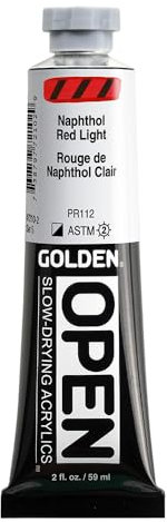 Golden Artist Colors Ouvert 2 oz peintures de couleur acrylique couleur: naphtol lumière rouge 2 oz