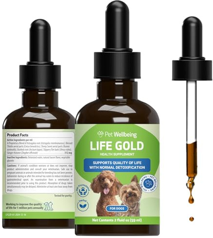 Pet Wellbeing Life Gold for Dogs - Immune & Cellular Health, 2 oz | NASC Certified & Vet-Formulated Liquid Immune Supplement with Sheep Sorrel & Burdock Root for Lymphatic & Immune Support