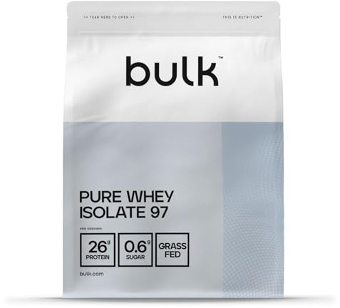 Bulk Pure Whey Isolate 97 Powder, Protein Shake, Unflavoured, 1 kg, Packaging May Vary