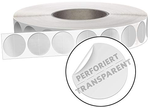 mashpaper Verschlussetiketten transparent rund 30 mm quer perforiert permanent Klebepunkte Verschlußetiketten 402030
