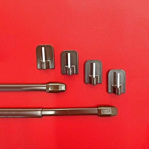 Easy-Shadow - 2 Stück Vitragestange 40-60 cm inkl. 4 Stück Klebehaken in Farbe braun - Gardinenstange Bistrostange ausziehbar 11 mm Höhe - braun