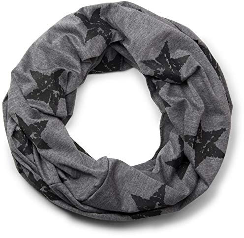 styleBREAKER Loop Schlauchschal mit Sterne Print im Vintage Look, weich und warm, Unisex 01018079, Farbe:Dunkelgrau