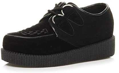 Ajvani Damen Flache Plateauschuhe Keilabsatz Schnurer Goth Punk Creepers Stiefel Gr 38