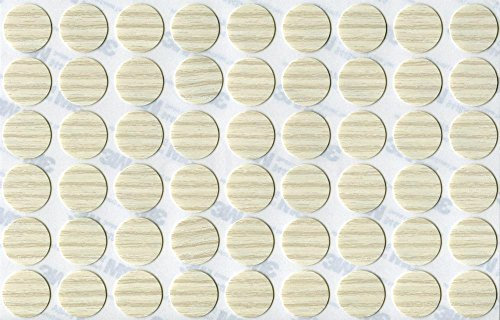 KwikCaps® PVC Avola Pinie Weiss Selbstklebende Schrauben-Abdeckungen Abdeckkappen Nägel Cam flach [54 Stk. x 20 mm Durchmesser]