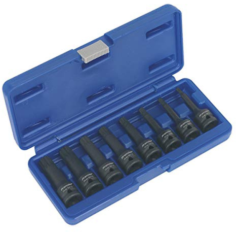 Sealey Ak5604 Impact Spline Socket Bit Set 8Pc 1/2Sq Drive