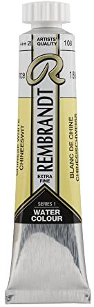 Rembrandt Watercolour Tube 20 ml - Chinese White 108 - Professional Artist Grade - Highest Lightfastness - Skilfully Crafts in Netherlands - Premium Quality Pigments